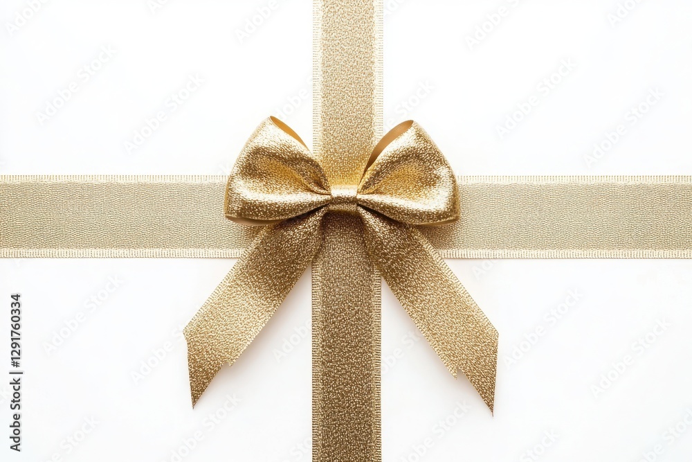 Fototapeta premium Golden ribbon isolated on white background
