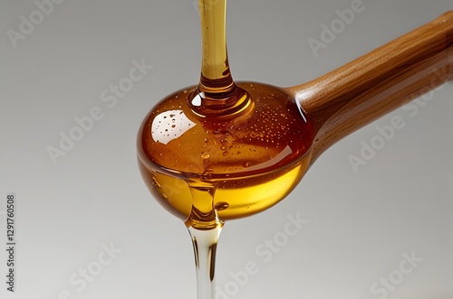 Amber Liquid Pouring from a Unique Glass Vessel