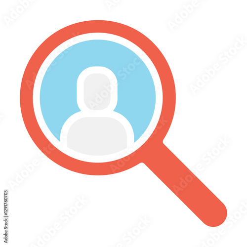 Face detection icon in flat color style