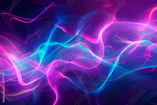 Vibrant Neon Abstract Light Waves Background