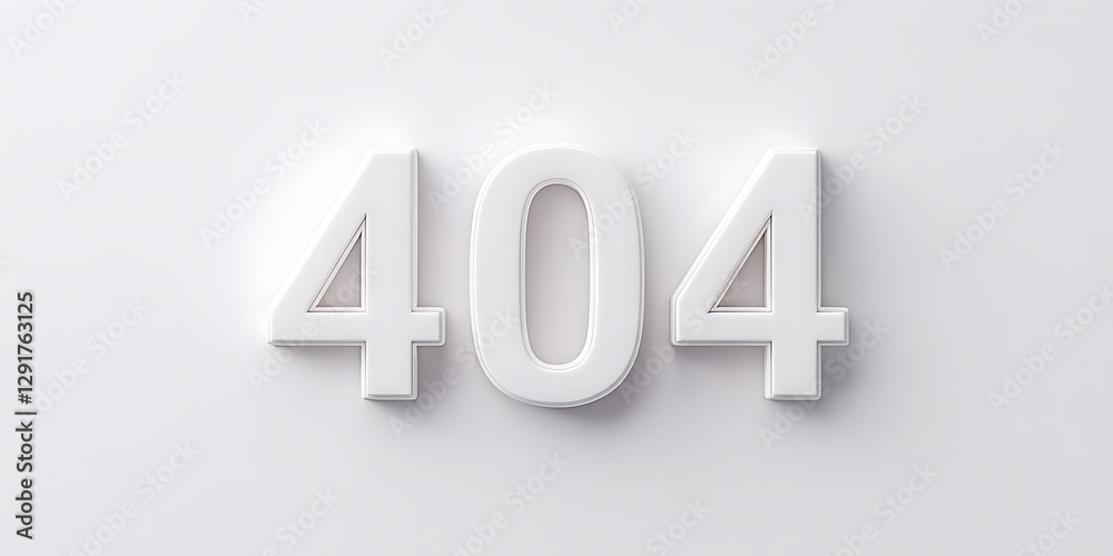 Error 404: Numbers on White Background..Conceptual image displaying the digits '404' in white against a white background, representing a web page error. Error 404: Numbers on White Background..Conceptual image displaying the digits '404' in white against a white background, representing a web page error.
