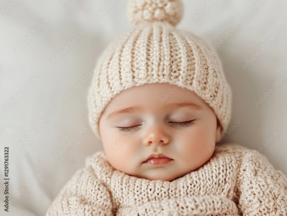 Sweet sleeping baby cozy home photography soft lighting close-up adorable infants in warm knits Sweet sleeping baby cozy home photography soft lighting close-up adorable infants in warm knits