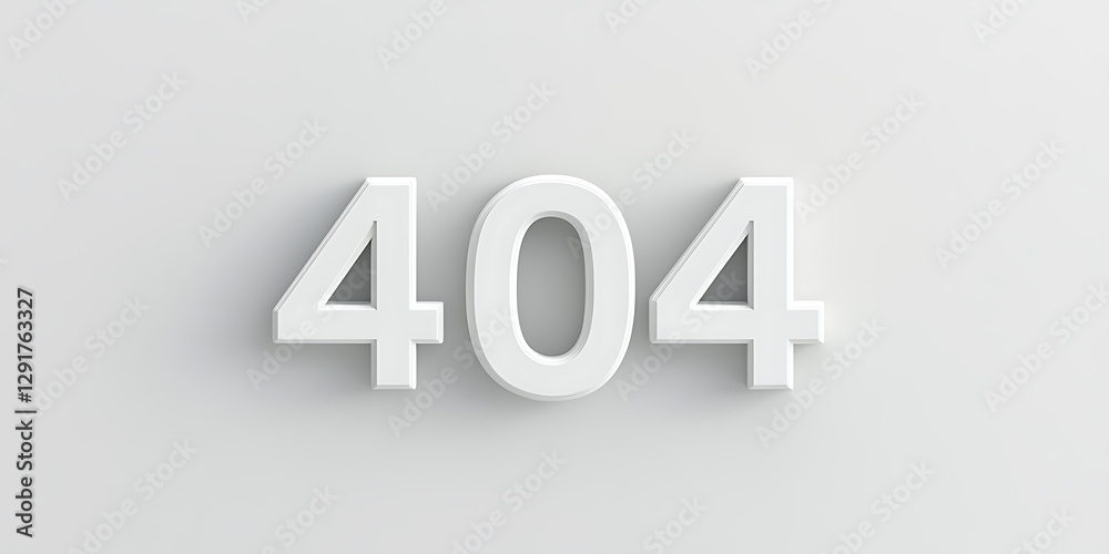 White 404 Error Message on a white background, signifying a webpage not found, error, or problem accessing content on the internet. Clean, simple design. White 404 Error Message on a white background, signifying a webpage not found, error, or problem accessing content on the internet. Clean, simple design.