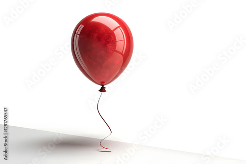 A glossy red balloon floats against a white backdrop.