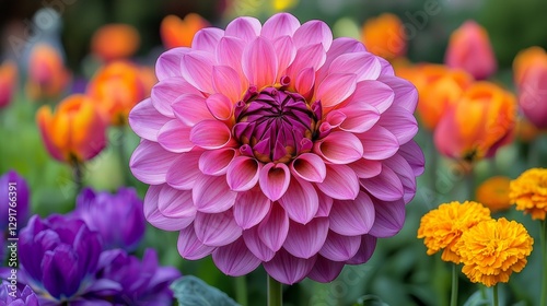 Vibrant flower blooming in a garden nature photography colorful environment close-up viewpoint