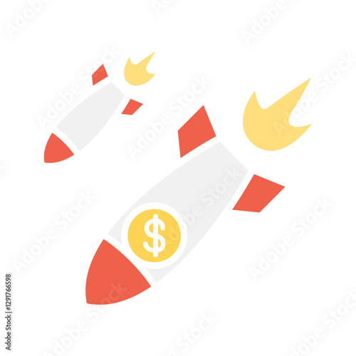 Trade war icon in flat color style