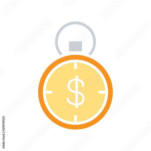 Investment time icon in flat color style
