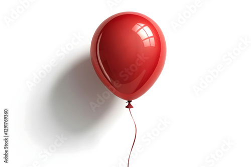 Glossy Red Balloon Against a White Background