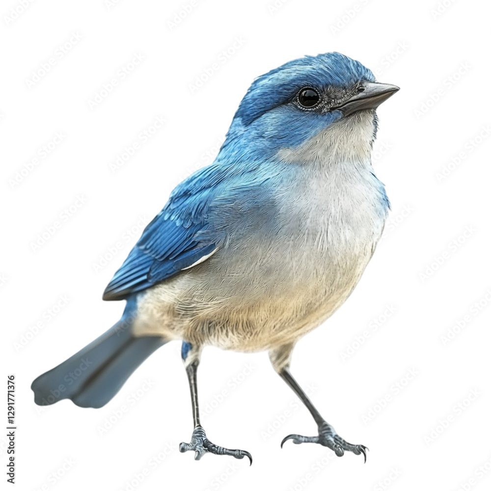 Obraz premium Vibrant Blue Bird Striking Pose Against Abstract Background Delightful Avian Beauty