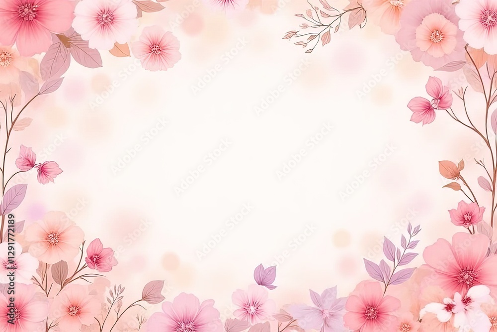 Delicate Pink Floral Border Background Design Delicate Pink Floral Border Background Design