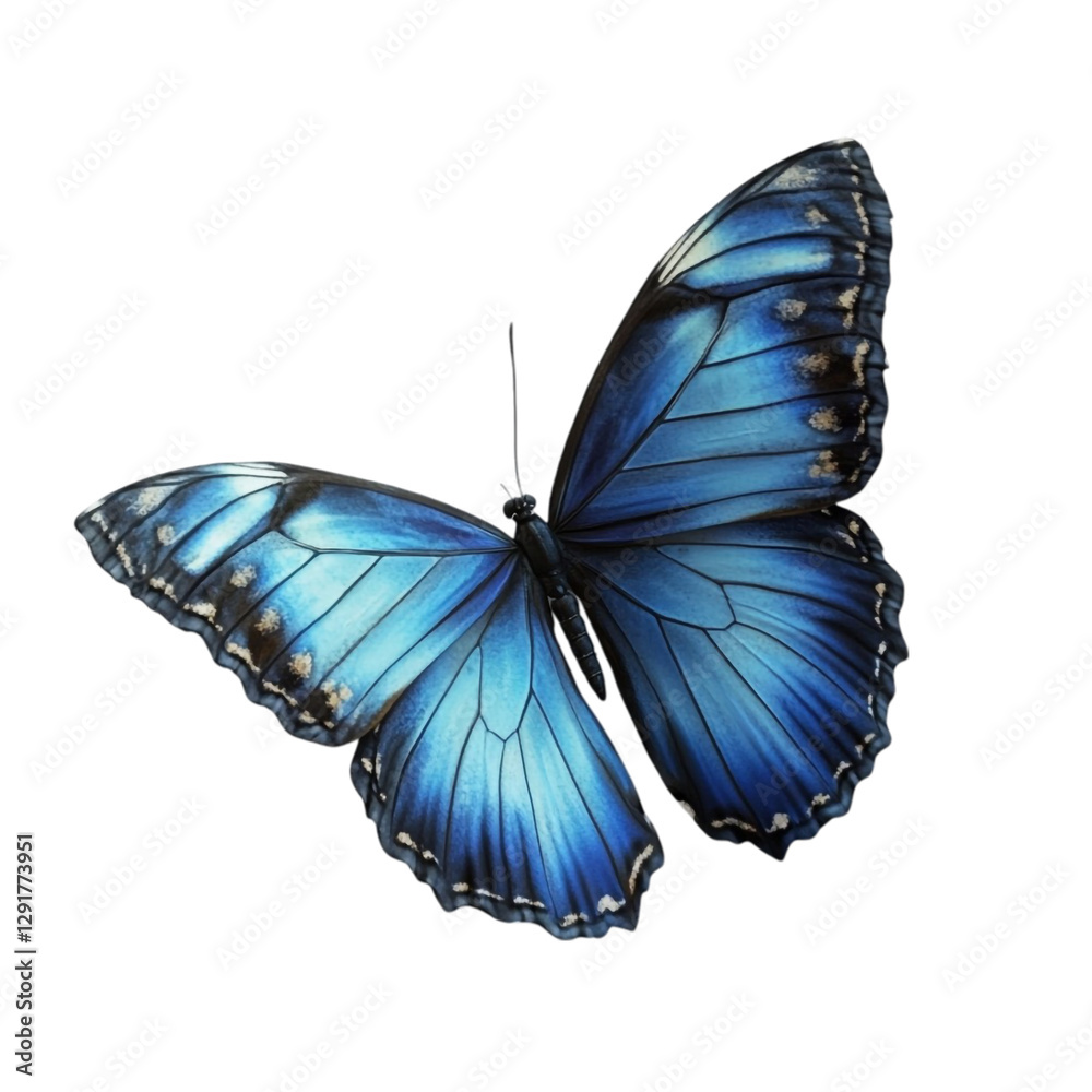 Obraz premium Majestic Blue Morpho Butterfly Wings Unfurled in Flight Serene Beauty