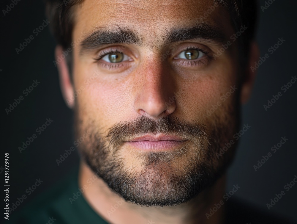 Obraz premium close-up portrait of a bearded man with hazel eyes