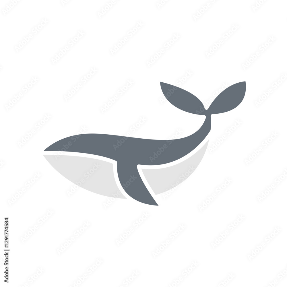 Whale icon in flat color style Whale icon in flat color style