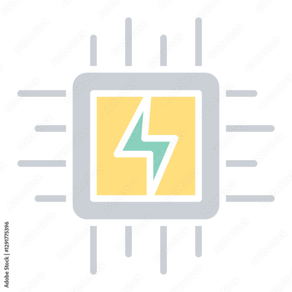 Chip icon in flat color style