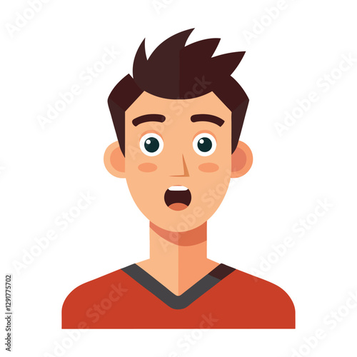 a flat illustration of a man's wow face expression