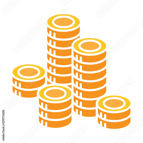 coins icon in flat color style