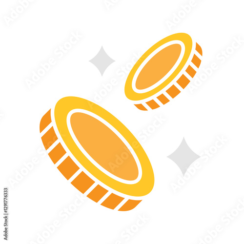 falling coins icon in flat color style