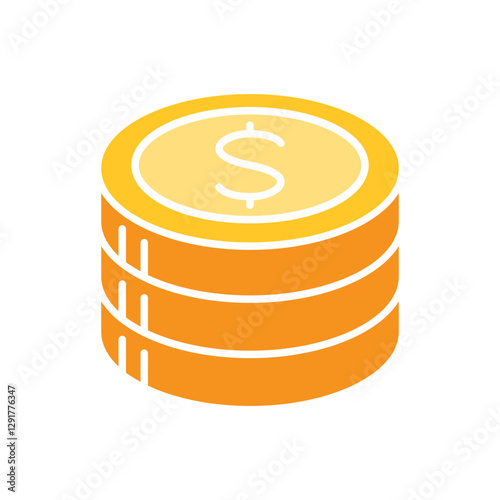coin, stack coin, money icon in flat color style