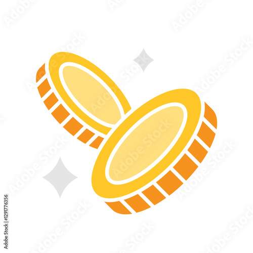 coin falling icon in flat color style