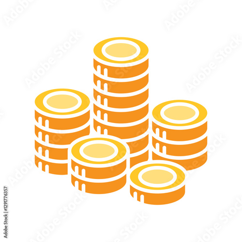 coin, stack coin, money icon in flat color style