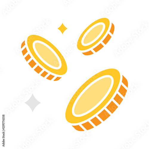 falling coins icon in flat color style