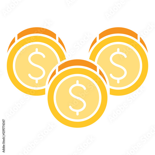 coin, stack coin, money icon in flat color style