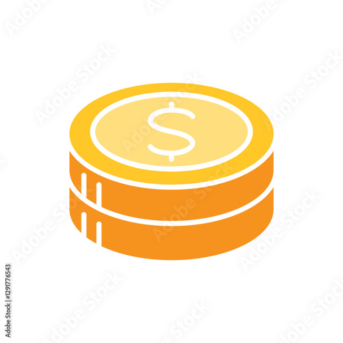 coin, stack coin, money icon in flat color style