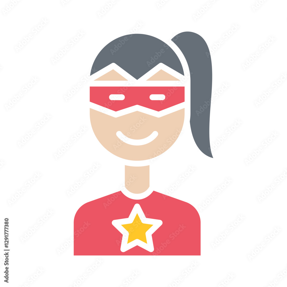 Super woman icon in flat color style Super woman icon in flat color style