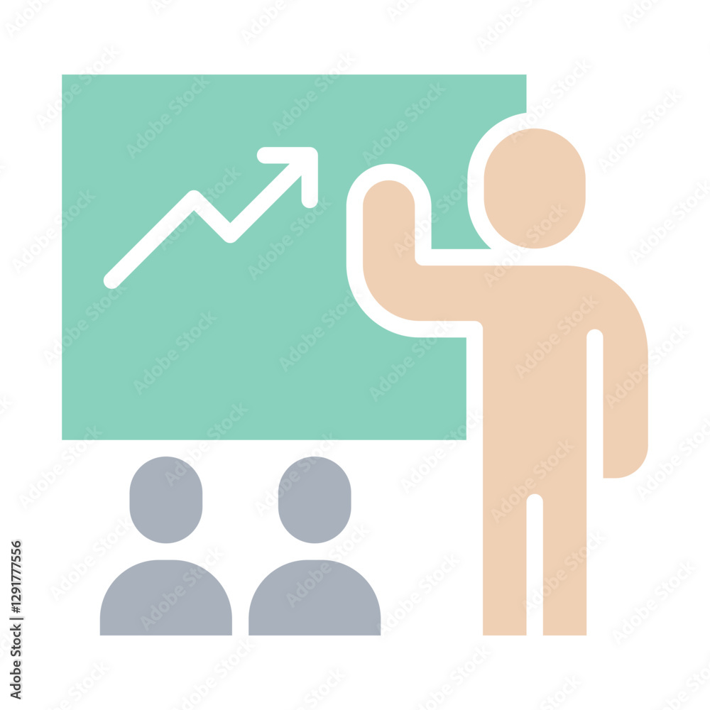 Business training icon in flat color style Business training icon in flat color style