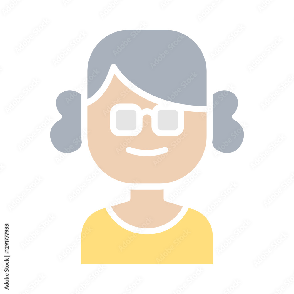 old woman icon in flat color style old woman icon in flat color style