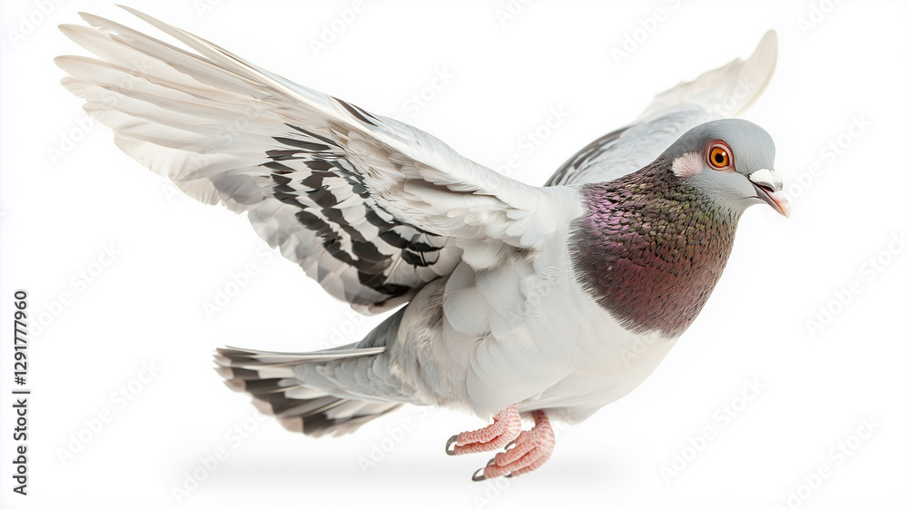 Obraz premium Racing Pigeon Isolated on White Background 