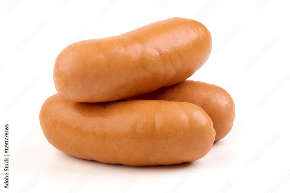 Boiled sausages, isolated on a white background. Boiled sausages, isolated on a white background.