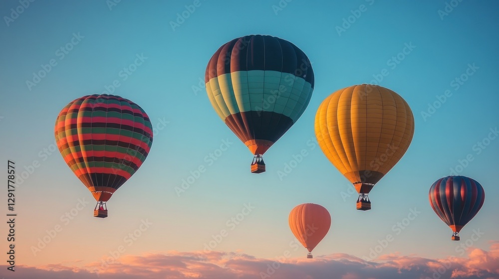Hot air balloons flying in the sky during sunset Hot air balloons flying in the sky during sunset