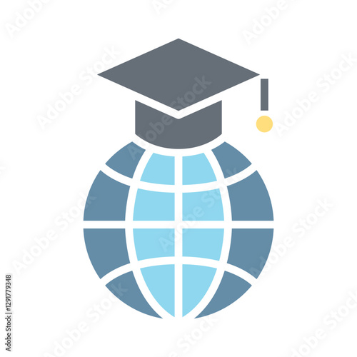 Study abroad icon in flat color style