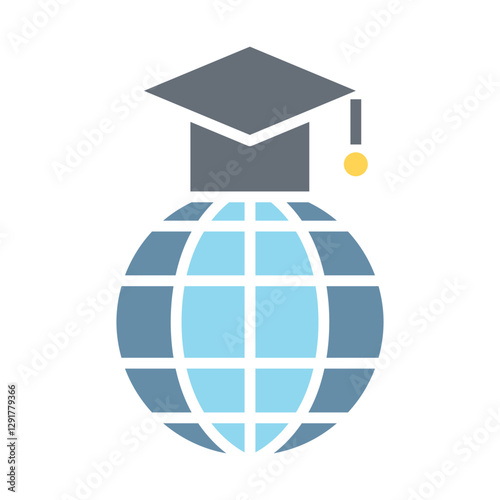 Study abroad icon in flat color style