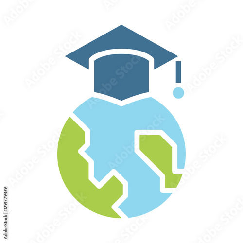 Study abroad icon in flat color style