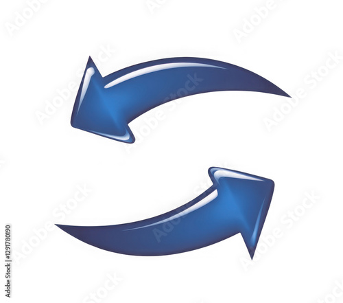 Blue Two arrows icon or refresh icon 3d illustration background
