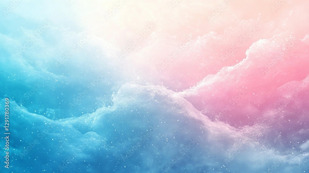 Dreamlike pastel pink and blue cloudscape with soft light.
