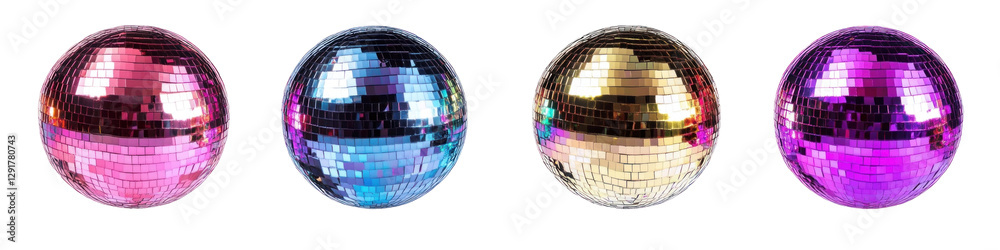 A set of colorful disco balls A set of colorful disco balls