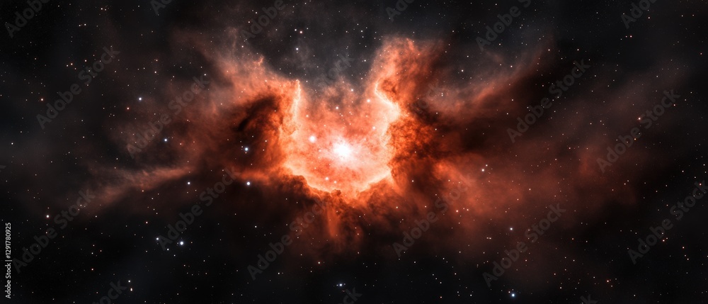Fototapeta premium orange nebula in deep space