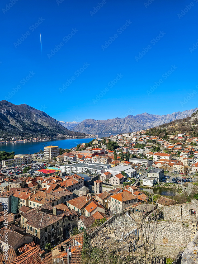 Fototapeta premium Old Kotor is the number 1 attraction in Montenegro. View from the top of Kotor.