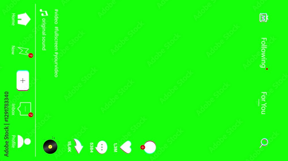 Social media template mobile interface, ui, app, web. Mobile interface. Background with vinyl disc and a lot of buttons. Animation on green background. Footage