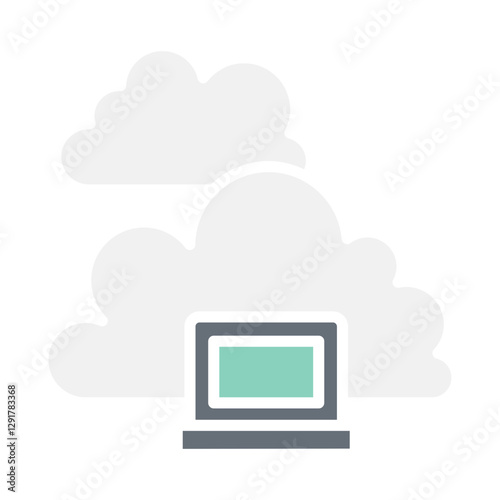 Cloud computing icon in flat color style