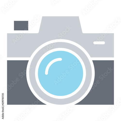 Camera icon in flat color style