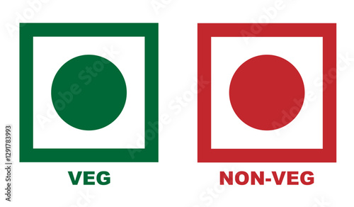 Veg Non-Veg Icons. colourful veg and non-veg symbol in new design