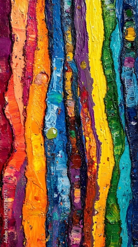 Abstract colorful textured paint vertical stripes