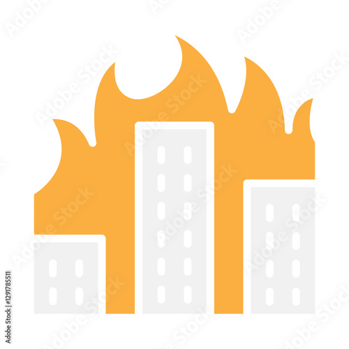 Fire icon in flat color style
