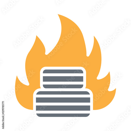 Burning icon in flat color style