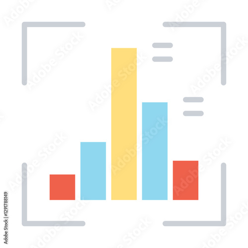 Data analysis icon in flat color style