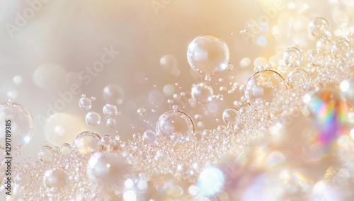 金色に輝く気泡と水しぶき
